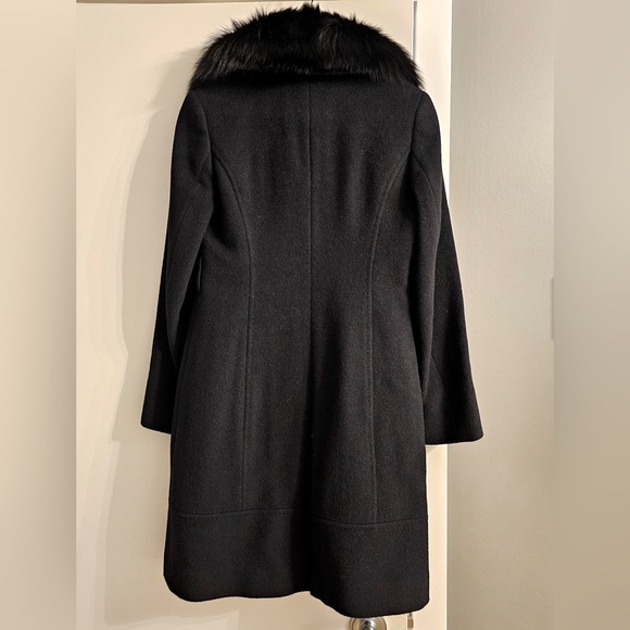 New Japanese Designer Any Sis by Kumikyoku Sis Black Wool Blend Soft Fur Coat 2 - Picture 2 of 3